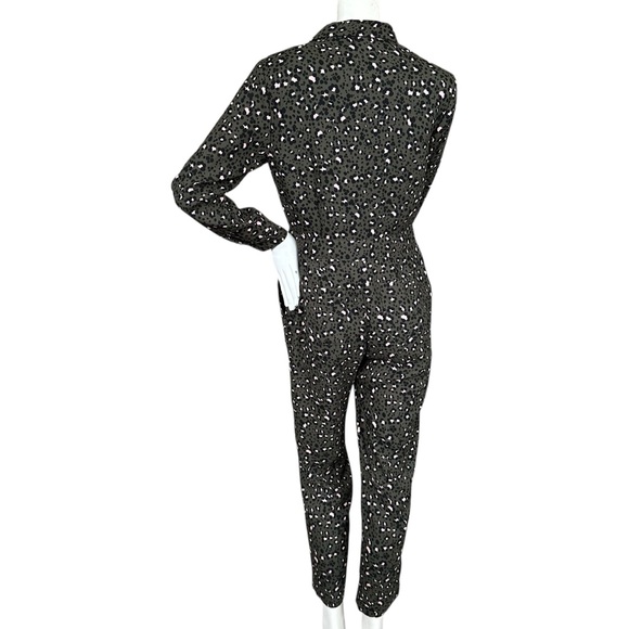 Boden Army Green Black & Pink Leopard Print Tillie Boiler Jumpsuit Size 6 Petite - Picture 5 of 9